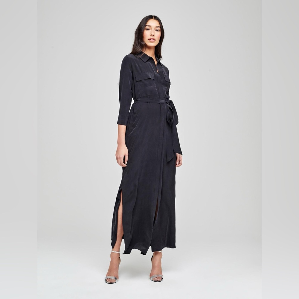 NWT L’AGENCE Cameron Long Silk Shirt Dress